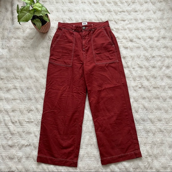 Urban Outfitters BDG Contrast Stitch Workwear Jeans in Red - Picture 2 of 7